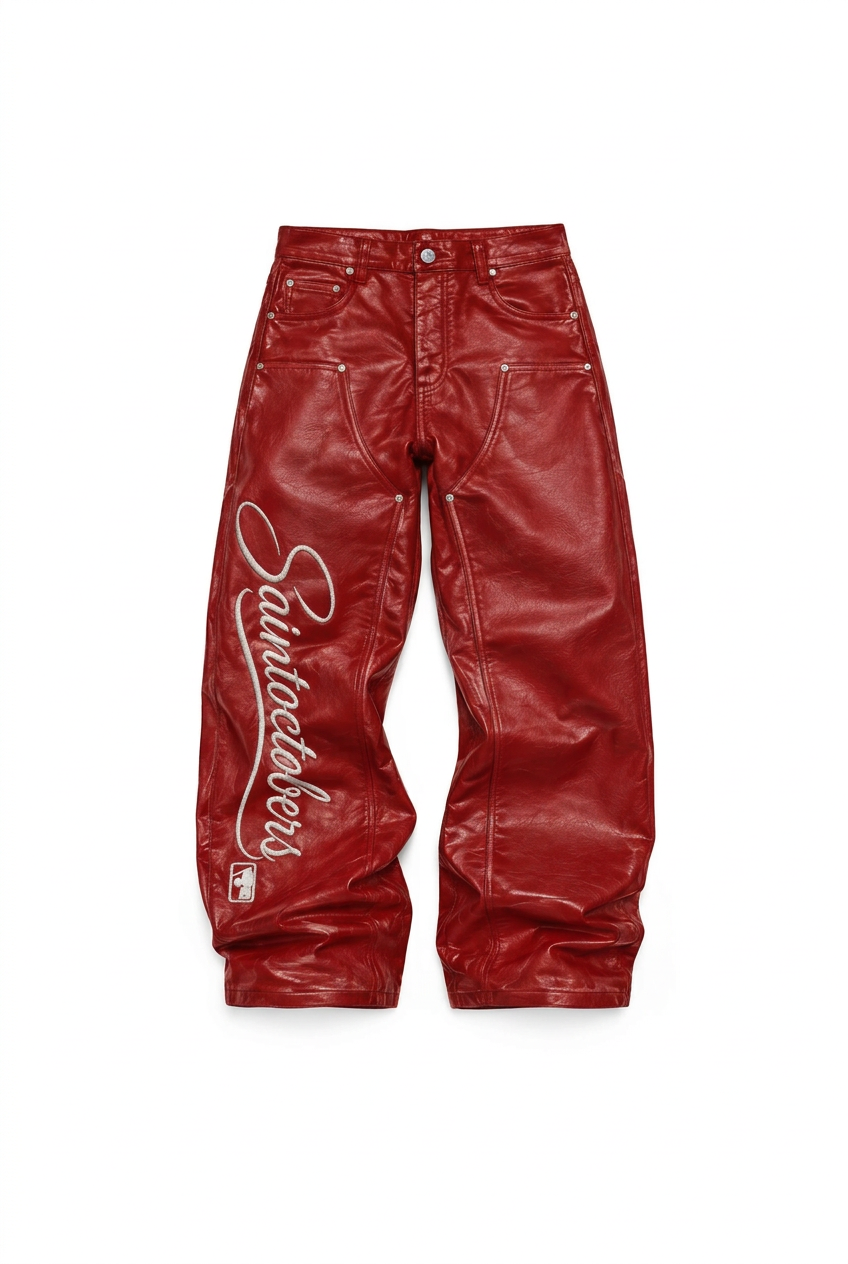So’ Bloodline Cherry Leather Carpenter Pants