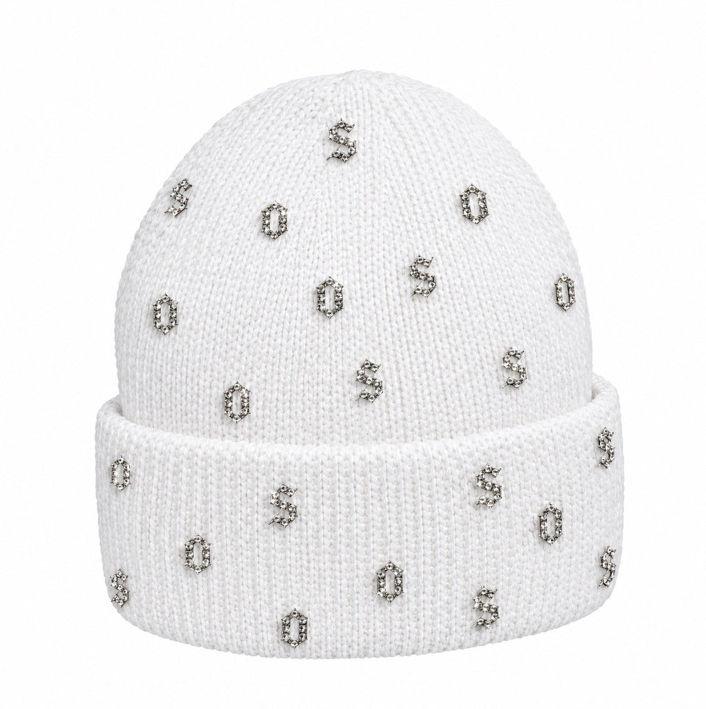 SO' Rhinestone Gothic Letter Beanie