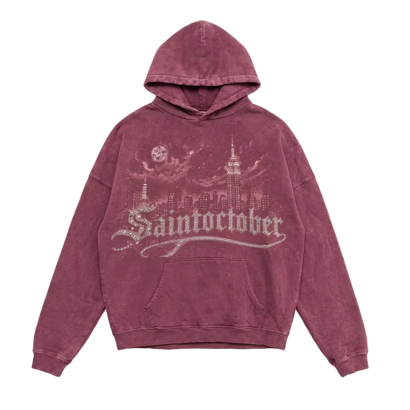Midnight in Manhattan Hoodie “Blush Red”