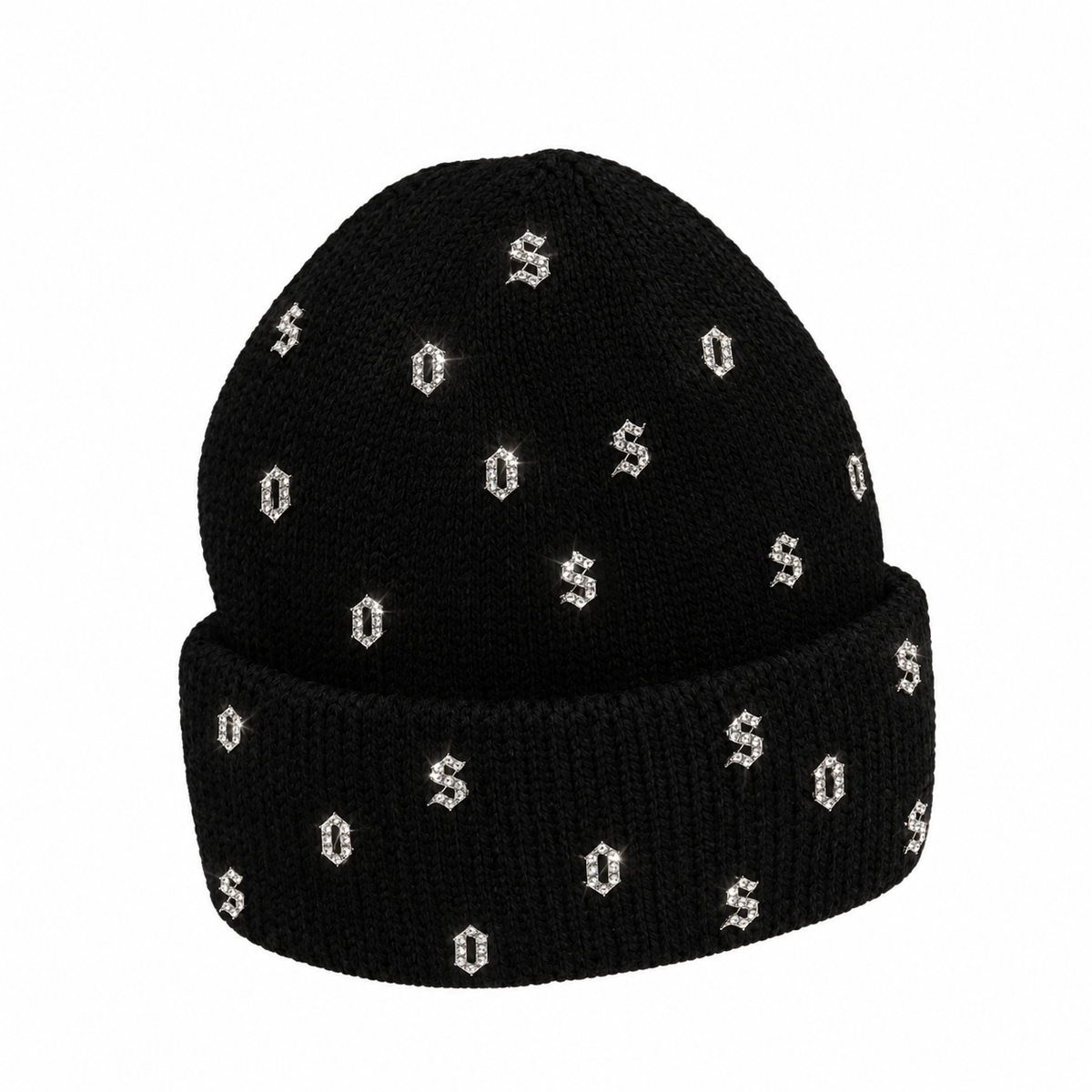 SO' Rhinestone Gothic Letter Beanie